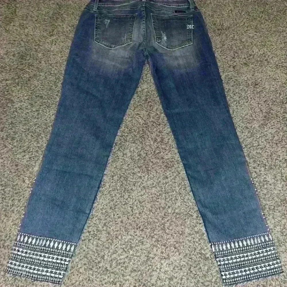 Miss Me Distressed Blue Skinny Jeans with Embroidery - Picture 2 of 5